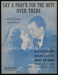 9m412 HERS TO HOLD sheet music '43 Deanna Durbin & Cotten, Say a Pray'r for the Boys Over There!