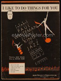 9m418 KING OF JAZZ sheet music '30 cool deco art of naked showgirls, I Like To Do Things For You!