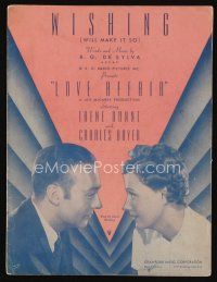 9m419 LOVE AFFAIR sheet music '39 Irene Dunne & Charles Boyer, Wishing Will Make It So!