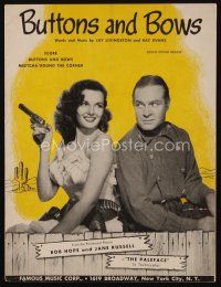 9m427 PALEFACE sheet music '48 Bob Hope & sexy Jane Russell with pistol, Buttons and Bows!