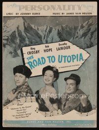 9m431 ROAD TO UTOPIA sheet music '46 Bob Hope, sexy Dorothy Lamour & Bing Crosby, Personality!