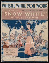 9m436 SNOW WHITE & THE SEVEN DWARFS sheet music '37 Disney cartoon classic, Whistle While You Work!