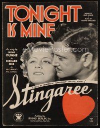 9m439 STINGAREE sheet music '34 Richard Dix & Irene Dunne, Tonight Is Mine!