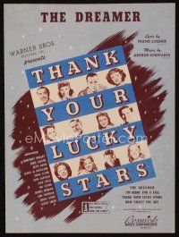 9m446 THANK YOUR LUCKY STARS sheet music '43 Errol Flynn, Humphrey Bogart, Bette Davis, The Dreamer