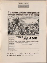 9m248 ALAMO pressbook '60 John Wayne & Richard Widmark in the War of Independence!