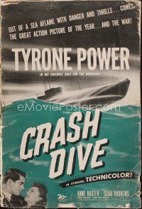 9m259 CRASH DIVE pressbook '43 art of sailors Tyrone Power & Dana Andrews on submarine!