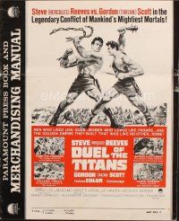 9m273 DUEL OF THE TITANS pressbook '63 Corbucci, Steve Hercules Reeves vs Gordon Tarzan Scott!