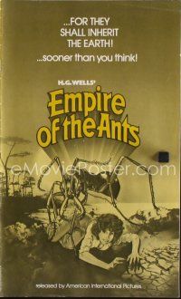 9m280 EMPIRE OF THE ANTS pressbook '77 H.G. Wells, great Drew Struzan art of monster attacking!