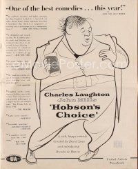 9m295 HOBSON'S CHOICE pressbook '54 David Lean, great Al Hirschfeld art of Charles Laughton!