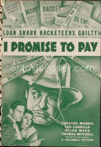 9m297 I PROMISE TO PAY pressbook '37 Chester Morris, Helen Mack, loan shark racket exposed!