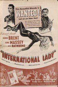9m300 INTERNATIONAL LADY pressbook '41 George Brent, Basil Rathbone, sexy Ilona Massey is dangerous