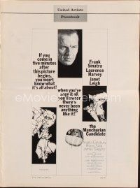 9m310 MANCHURIAN CANDIDATE pressbook '62 Frank Sinatra, Laurence Harvey, Janet Leigh, Frankenheimer