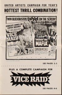 9m334 VICE RAID/INSIDE THE MAFIA pressbook '60s sexy Mamie Van Doren, hottest thrill combination!