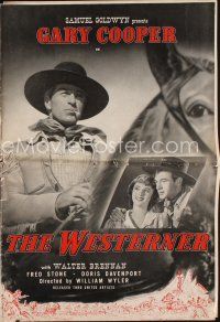 9m336 WESTERNER pressbook '40 Gary Cooper, Walter Brennan, directed by William Wyler!