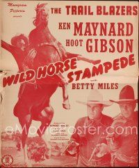 9m337 WILD HORSE STAMPEDE pressbook '43 Ken Maynard full-length on horse & c/u with Hoot Gibson!
