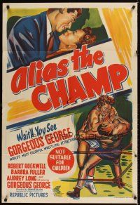 9p377 ALIAS THE CHAMP Aust 1sh '49 cool art of pro wrestler Gorgeous George in the ring!
