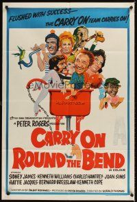 9p383 CARRY ON ROUND THE BEND Aust 1sh '71 Sidney James, Kenneth Williams, wacky art!
