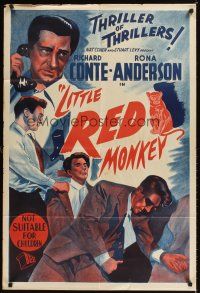 9p384 CASE OF THE RED MONKEY Aust 1sh '55 Richard Conte solves the impossible crime, Rona Anderson!