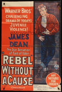 9p405 REBEL WITHOUT A CAUSE Aust 1sh R50s Nicholas Ray, drama of juvenile violence, James Dean!
