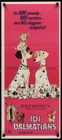 9p814 ONE HUNDRED & ONE DALMATIANS Aust daybill R70s classic Walt Disney canine family cartoon!
