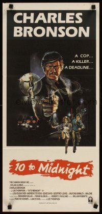 9p416 10 TO MIDNIGHT Aust daybill '83 cool art of Charles Bronson, a cop, a killer, a deadline!