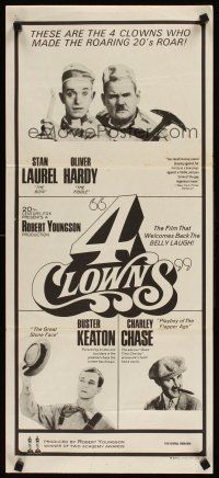 9p423 4 CLOWNS Aust daybill '70 Stan Laurel & Oliver Hardy, Buster Keaton, Charley Chase!