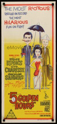 9p427 5 GOLDEN HOURS Aust daybill '61 wacky art of Ernie Kovacs, Cyd Charisse & George Sanders!