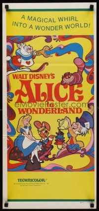 9p442 ALICE IN WONDERLAND Aust daybill R74 Walt Disney Lewis Carroll classic, cool psychedelic art