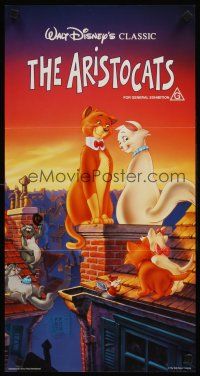 9p459 ARISTOCATS Aust daybill R86 Walt Disney feline jazz musical cartoon, great colorful image!