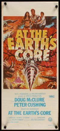 9p464 AT THE EARTH'S CORE Aust daybill '76 Edgar Rice Burroughs, cool different artwork, AIP!
