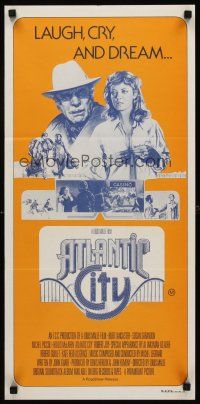 9p465 ATLANTIC CITY Aust daybill '80 Burt Lancaster, cool art of New Jersey gambling town!