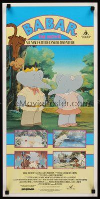 9p466 BABAR: THE MOVIE Aust daybill '89 cool art of classic cartoon elephants!