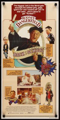 9p467 BACK TO SCHOOL Aust daybill '86 Rodney Dangerfield goes to college with his son, great image!