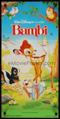 9p472 BAMBI Aust daybill R91 Walt Disney cartoon deer classic, great art with Thumper & Flower!