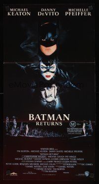 9p475 BATMAN RETURNS Aust daybill '92 Michael Keaton, Danny DeVito, Michelle Pfeiffer, Tim Burton