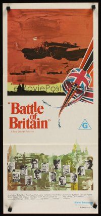 9p477 BATTLE OF BRITAIN Aust daybill '69 all-star cast in historical World War II battle!