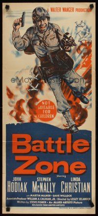 9p478 BATTLE ZONE Aust daybill '52 first front-line story of the combat cameraman John Hodiak!