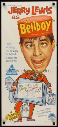 9p486 BELLBOY Aust daybill '60 Richardson Studio art of Jerry Lewis carrying luggage!