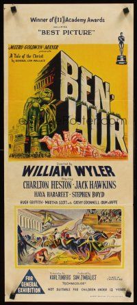 9p487 BEN-HUR Aust daybill '60 Charlton Heston, William Wyler classic religious epic!