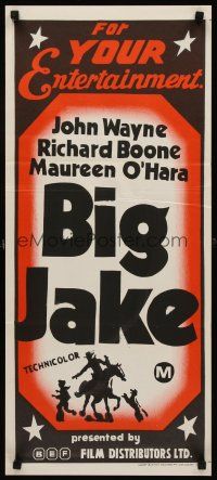 9p493 BEF Aust daybill 1970s John Wayne in Big Jake, stock poster cowboy art!