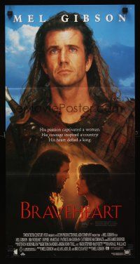 9p512 BRAVEHEART Aust daybill '95 cool image of Mel Gibson as William Wallace!