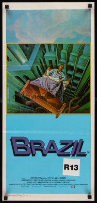 9p513 BRAZIL Aust daybill '85 Terry Gilliam, cool sci-fi fantasy art by Lagarrigue!