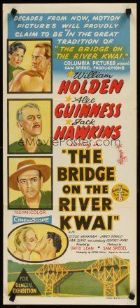 9p515 BRIDGE ON THE RIVER KWAI Aust daybill '58 William Holden, David Lean classic, stone litho!