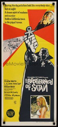 9p520 BROTHERHOOD OF SATAN Aust daybill '71 demon-spirit of madness & murder holds town in terror!
