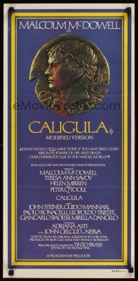 9p532 CALIGULA Aust daybill '81 Malcolm McDowell, Penthouse's Bob Guccione sex epic!