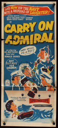 9p541 CARRY ON ADMIRAL Aust daybill '59 great different artwork of wacky English sailors!