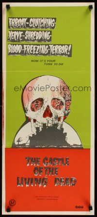 9p548 NOTHING BUT THE NIGHT Aust daybill '73 Christopher Lee, cool horror art of skull!