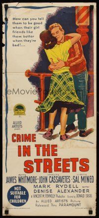 9p570 CRIME IN THE STREETS Aust daybill '56 Sal Mineo & 1st John Cassavetes, directed by Siegel!