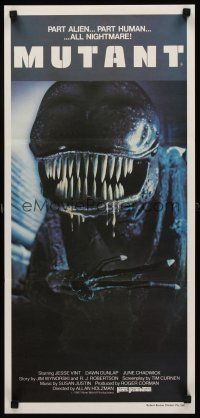 9p635 FORBIDDEN WORLD Aust daybill '82 Roger Corman, c/u of cool part alien part human Mutant!