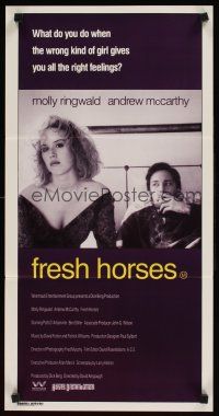 9p638 FRESH HORSES Aust daybill '88 close-up of sexy Molly Ringwald, Andrew McCarthy!